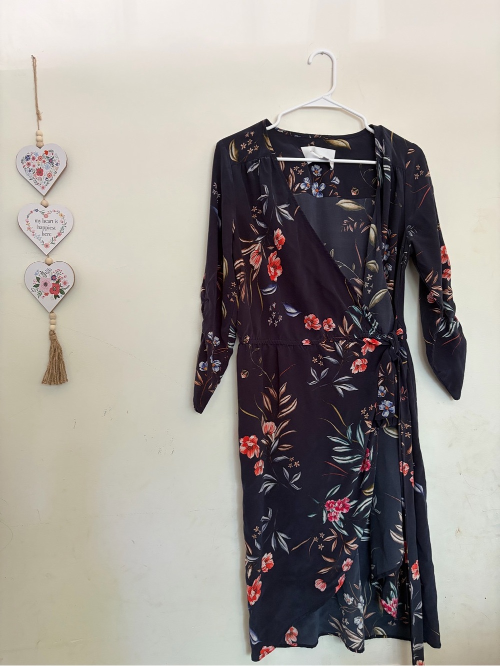 Amour Vert Navy Floral High Low Wrap Around Dress
